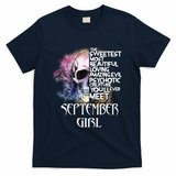 September Girl Funny Birthday Skull Woman T-Shirt - Navy