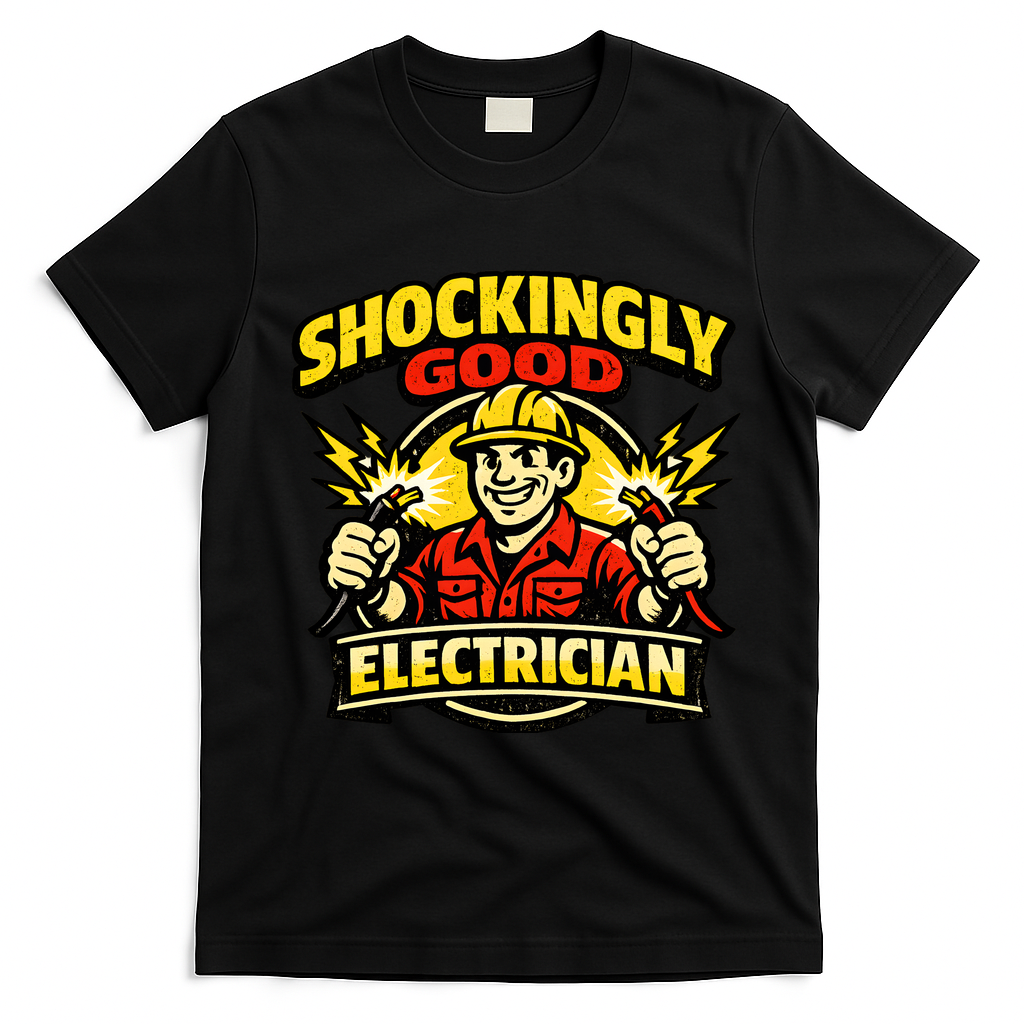Shockingly Good Master Electrician Humor T-Shirt - Black