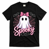 Spooky Ghost Pink Coquette Halloween Cute T-Shirt - Black