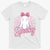 Spooky Ghost Pink Coquette Halloween Cute T-Shirt - White