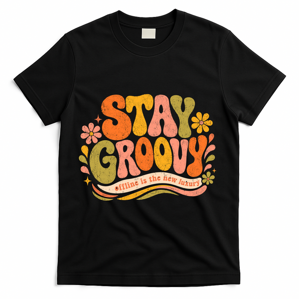 Stay Groovy Retro T-Shirt - Black