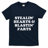 Stealin' Hearts And Blastin' Farts Funny Valentines Day T-Shirt - Navy Blue