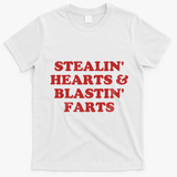 Stealin' Hearts And Blastin' Farts Funny Valentines Day T-Shirt - White