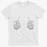 Skeleton Hand Halloween Bones Middle Finger Skull T-Shirt - White