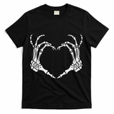 Skeleton Hand Heart Halloween Funny Bones Love T-Shirt - Black