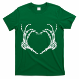 Skeleton Hand Heart Halloween Funny Bones Love T-Shirt - Green