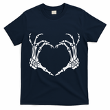 Skeleton Hand Heart Halloween Funny Bones Love T-Shirt - Navy