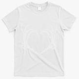 Skeleton Hand Heart Halloween Funny Bones Love T-Shirt - White