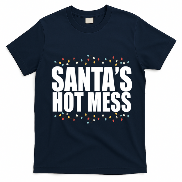 Santas Hot Mess T-Shirt - Navy Blue