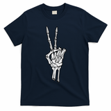 Skeleton Hand Peace Sign T-Shirt - Navy Blue