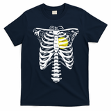 Softball Heart Skeleton Rib Cage Halloween Love Softball T-Shirt - Navy Blue