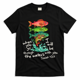 Sardines Isaiah 43:2 Scripture Faith Based Beach Fish Bible Verse T-Shirt - Black
