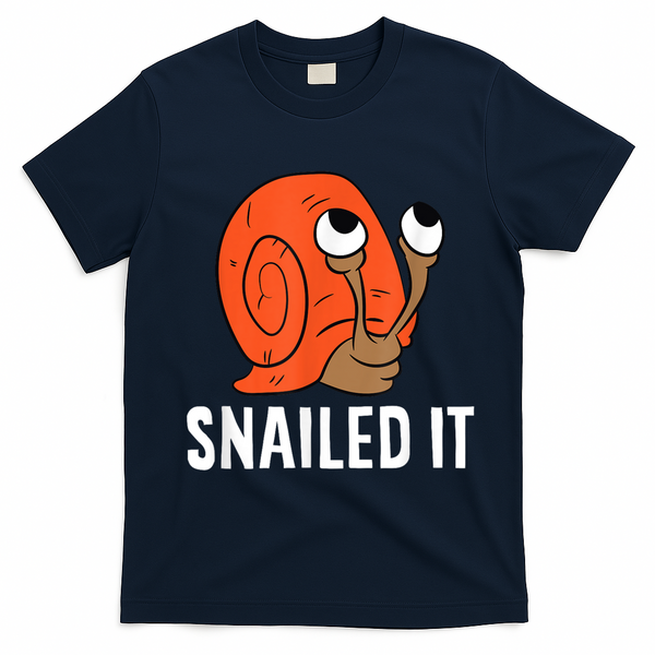 Snailed It Funny Snail T-Shirt - Navy Blue