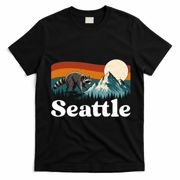 Seattle Jimothy Raccoon Meme Mountain T-Shirt - Black