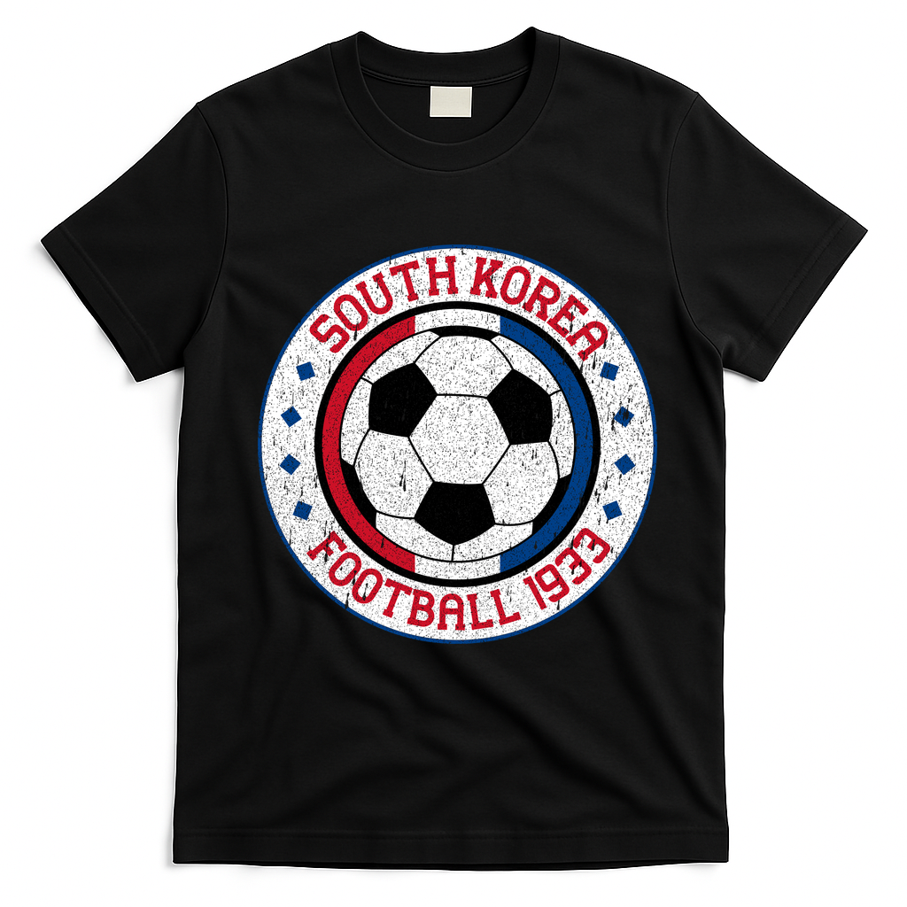 South Korea Football 1933 Vintage Soccer T-Shirt - Black