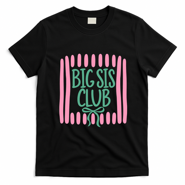 Striped Matching Sibling Promoted To Big Sister Club T-Shirt - Black
