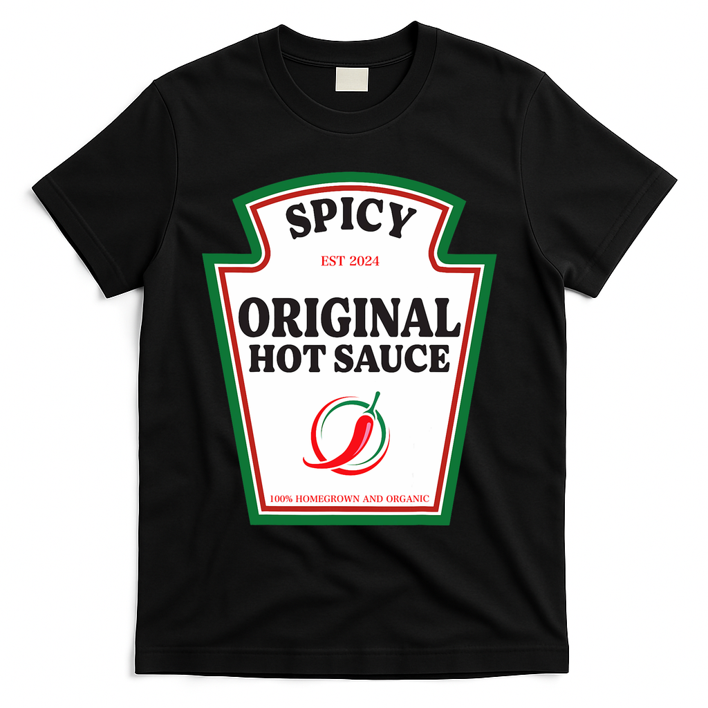 Spicy Original Hot Sauce Condiment Costume Party Matching T-Shirt - Black