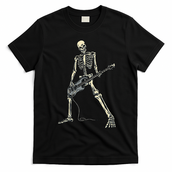 Skeleton Playing Bass For Bassist And Bass Guitar Players T-Shirt - Black