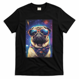 Space Pug Cool Dog Poster T-Shirt - Black