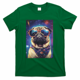 Space Pug Cool Dog Poster T-Shirt - Green