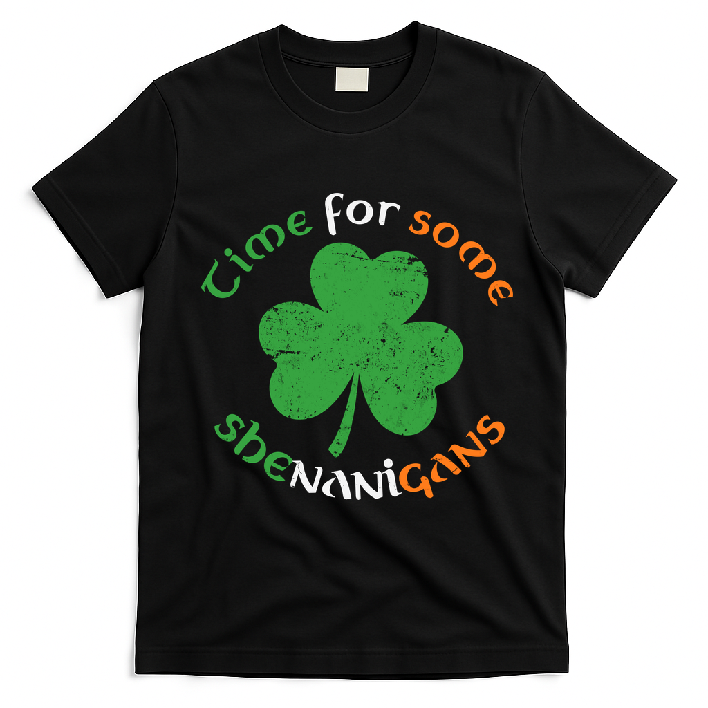 St Patrick's Day Time For Some Shenanigans T-Shirt - Black