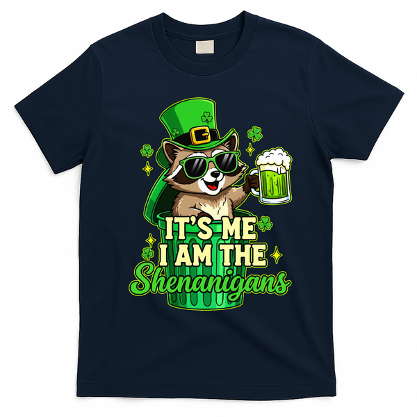 St Patrick's Day Its Me I Am The Shenanigans Raccoon T-Shirt - Navy Blue