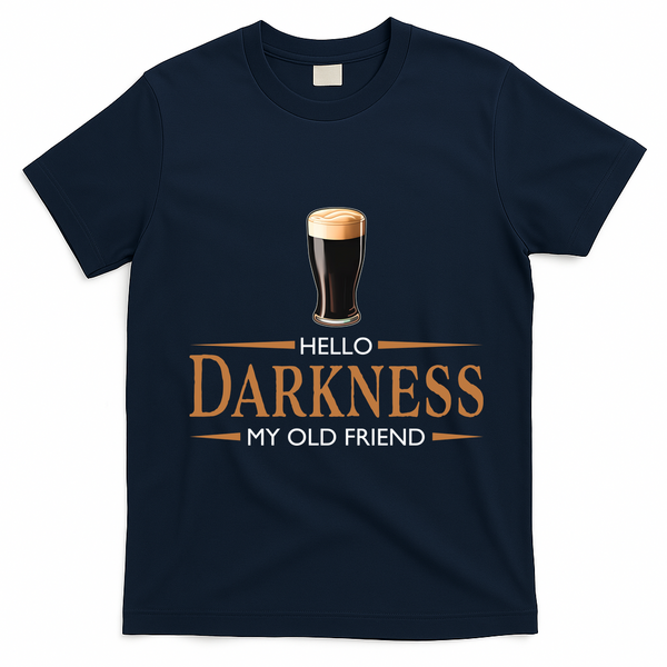 St Patrick's Day Hello Darkness My Old Friend Dark Beer Lover T-Shirt - Navy Blue