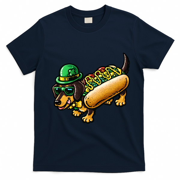 St Patricks Day Chicago Irish Dog Funny Cute T-Shirt - Navy Blue