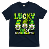 St Patrick's Day Lucky Chaos Coordonator Shamrock Irish Gnomes T-Shirt - Navy Blue