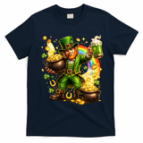 St Patricks Day Irish Leprechaun Pot Of Gold T-Shirt - Navy Blue