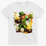 St Patricks Day Irish Leprechaun Pot Of Gold T-Shirt - White