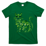 St Patrick's Day Lucky Shamrock Clover Cat T-Shirt - Irish Green