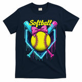 Softball Player Ice Cream Softball Drip T-Shirt - Navy