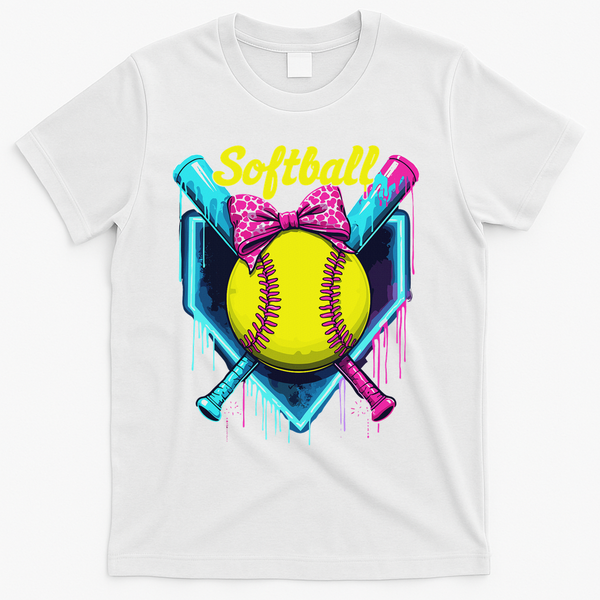 Softball Player Ice Cream Softball Drip T-Shirt - White