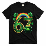 Shamrock Rainbow 67 St Patrick’s Day 6-7 Meme T-Shirt - Black