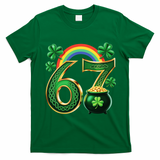 Shamrock Rainbow 67 St Patrick’s Day 6-7 Meme T-Shirt - Irish Green