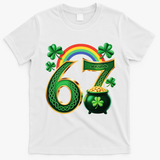 Shamrock Rainbow 67 St Patrick’s Day 6-7 Meme T-Shirt - White