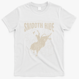 Smooth Ride Funny Rodeo Cool Bull Rider Cowboy Gift T-Shirt - White