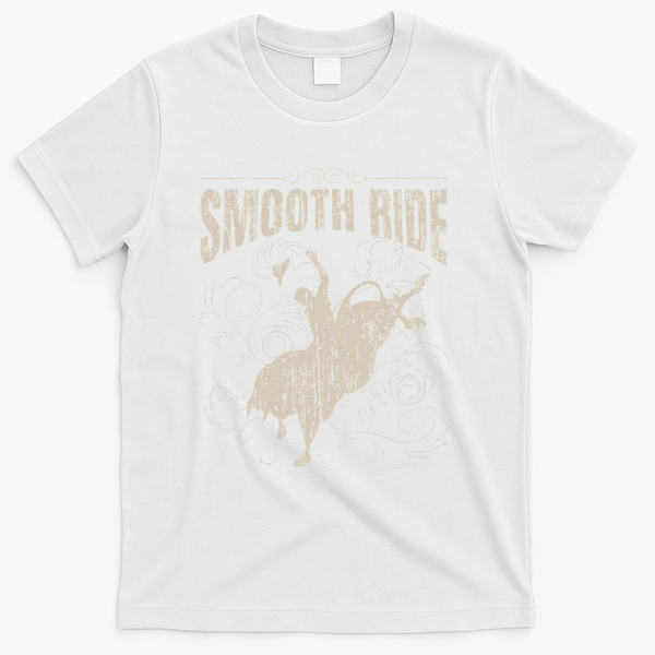 Smooth Ride Funny Rodeo Cool Bull Rider Cowboy Gift T-Shirt - White