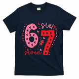 Six Seven 6-7 Valentines Day 67 Meme T-Shirt - Navy Blue