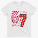 Six Seven 6-7 Valentines Day 67 Meme T-Shirt - White
