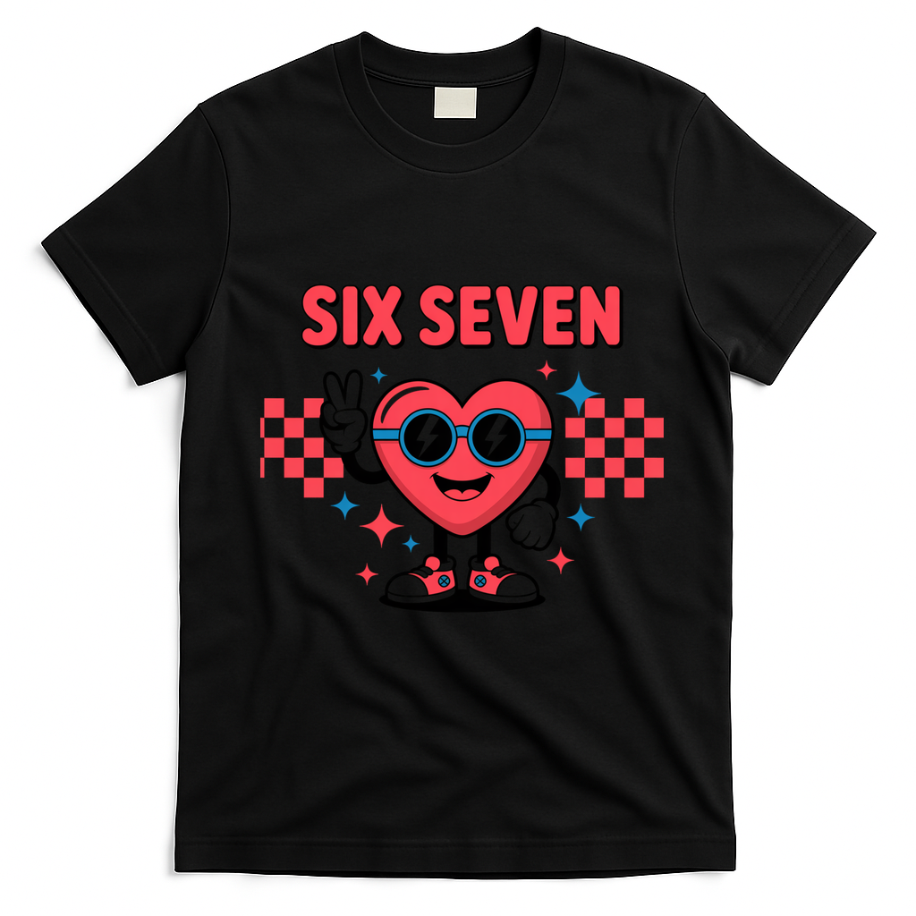 Six Seven 6-7 Valentines Day T-Shirt - Black