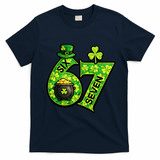 Six Seven 6-7 St Patricks Day 67 Paddys Meme T-Shirt - Navy Blue