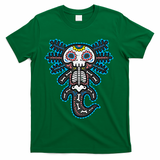Sugar Skull Axolotl Skeleton Halloween Dia De Los Muertos  T-Shirt - Green