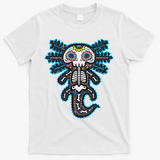 Sugar Skull Axolotl Skeleton Halloween Dia De Los Muertos  T-Shirt - White