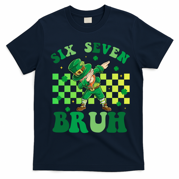 Six Seven Bruh St Patricks Day 6-7 Meme 67 T-Shirt - Navy Blue