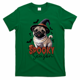 Spooky Season Cute Pug Halloween Graphic T-Shirt - Irish Green