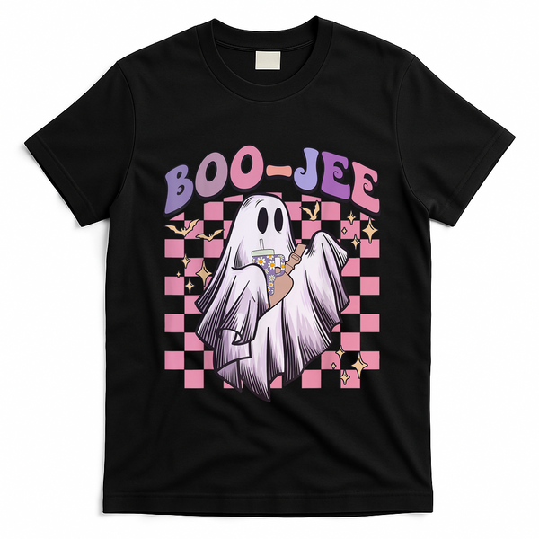 Spooky Season Cute Groovy Ghost Halloween Costume Boo Jee T-Shirt - Black