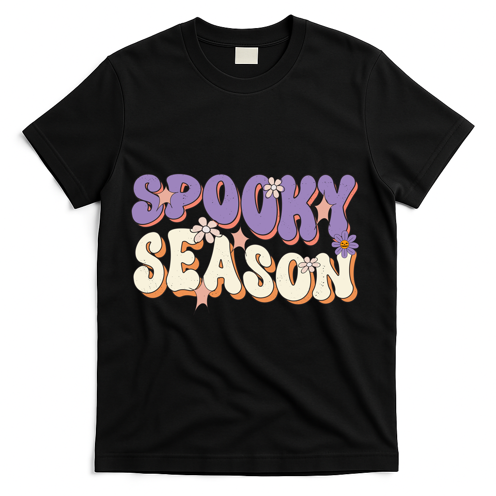 Spooky Season Cute Halloween Vibe Gift T-Shirt - Black