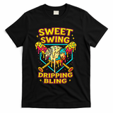 Sweet Swing Dripping Bling Baseball T-Shirt - Black